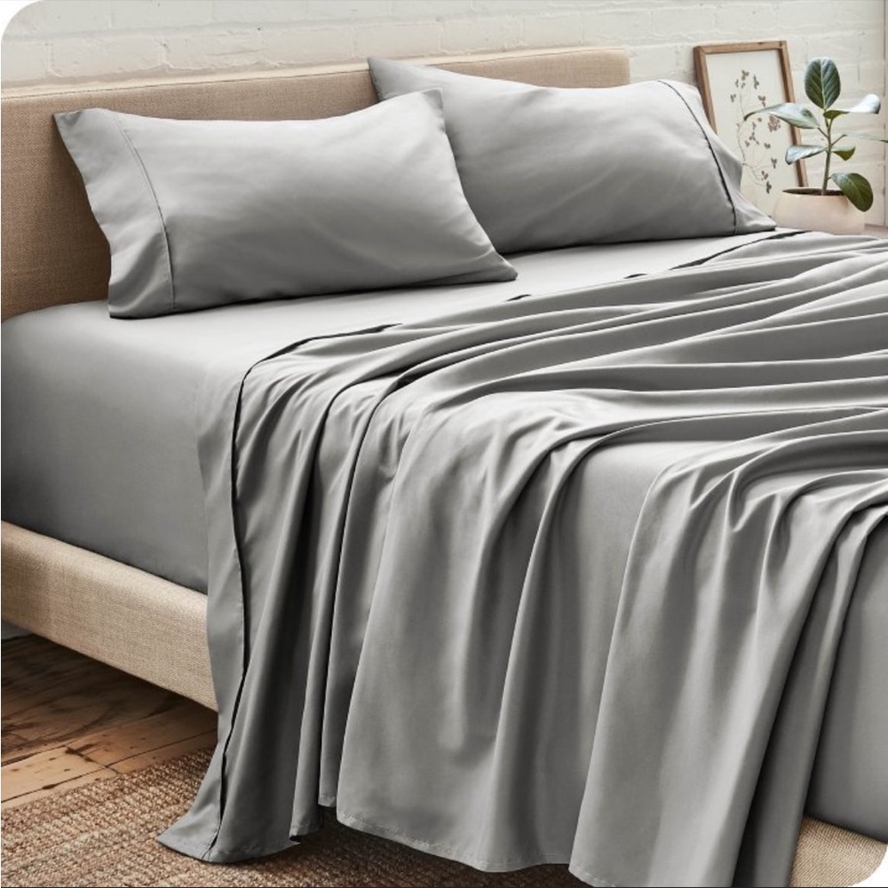 New Twin XL Light Grey 3 Piece Hydro-Brushed Solid Microfiber Sheet Set by Bare